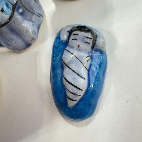 Tonala Mexican Pottery Nativity Blue 4 Piece Set Christmas Holy Family - Picture 5 of 13